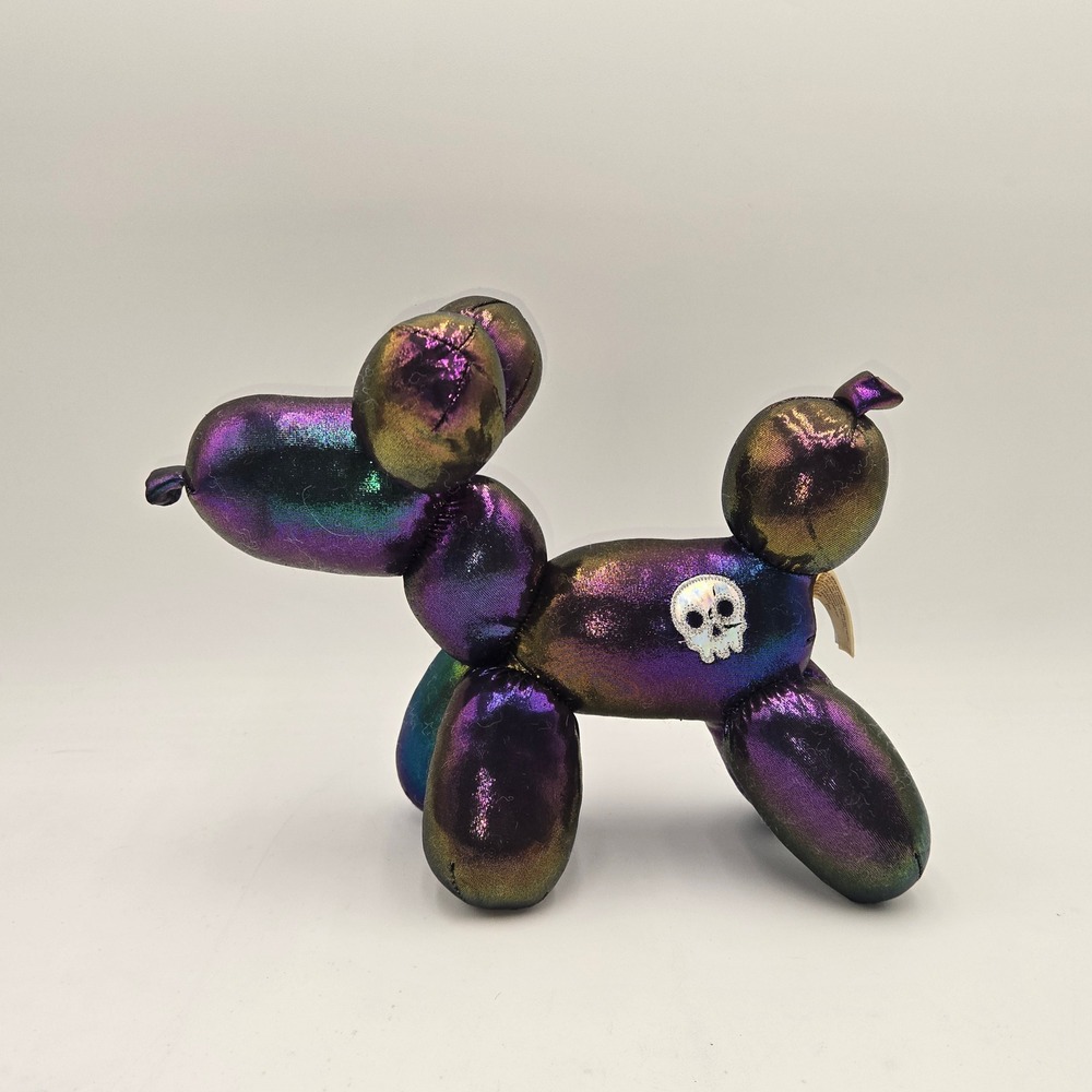 Balloon Dog Plush Iridescent Metallic Purple Green Skull Stuffed Animal 206059-B